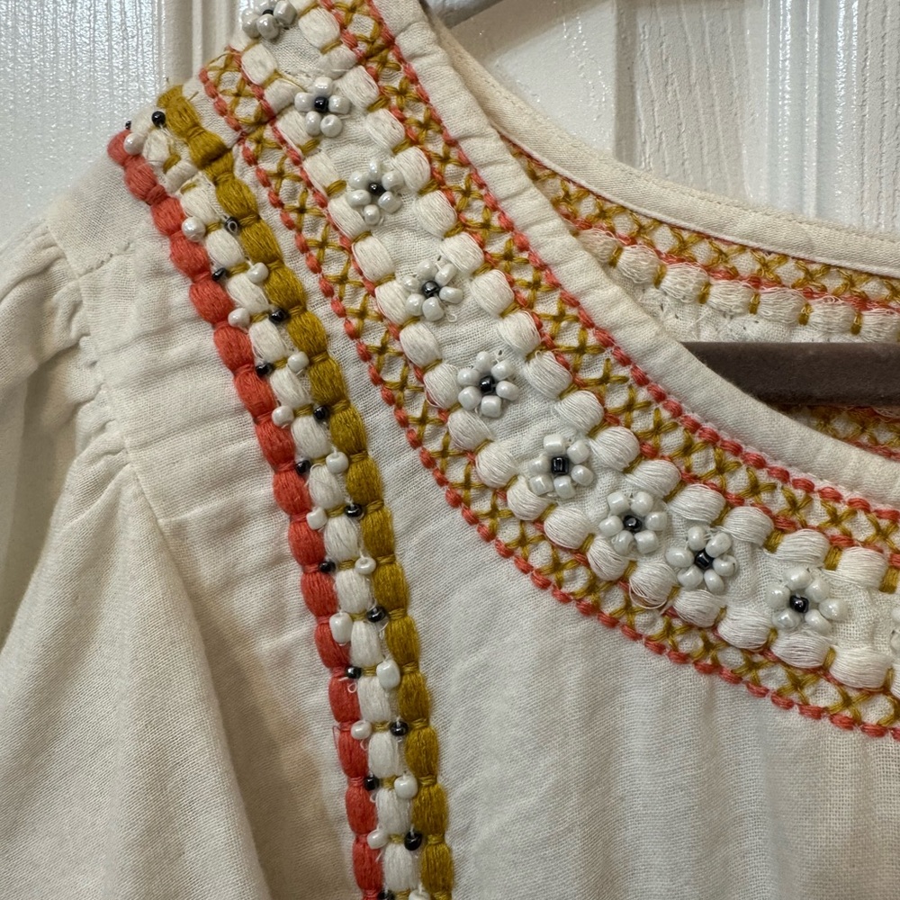 Revolve Tularosa 100% Cotton Beaded Ruffle Mini Dress Boho Festival Summer - Picture 9 of 10
